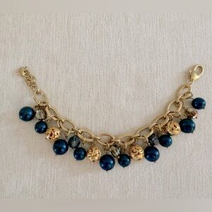 Brighton ‘Contempo Chic’ gold plated with multi color, blue beads bracelet